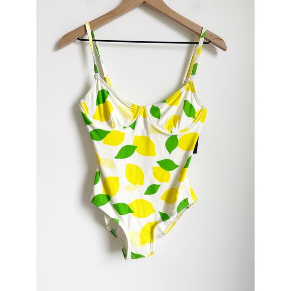 Kate Spade Lemon Print Underwire One Piece Swimsuit - Small - Picture 1 of 5